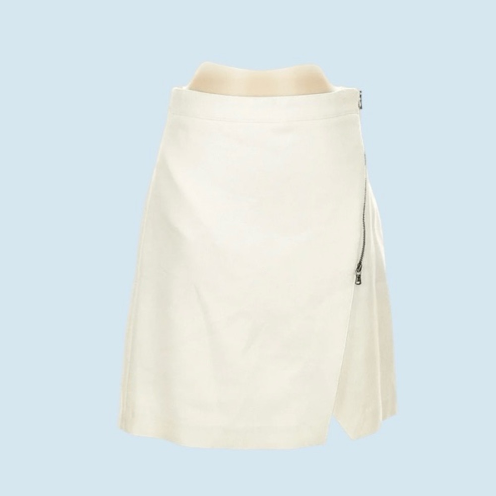 Club Monaco Cream A-Line Wrap Skirt with Exposed Zip